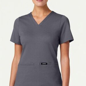 Jaanuu Women's Charcoal V-Neck Short Sleeve Top